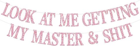 Master Degree Survivor Banner, Mastered It 2025, Congrats Master Degree Hanging Decorations, Class of 2025, Glittery Happy Graduation Party Decorations Backdrop Gifts in Kuwait