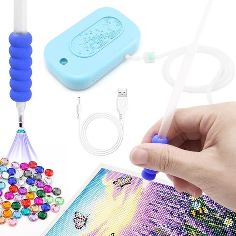 قلم اللوحة الماس الكهربائية ، إكسسوارات فن الرسم الماسي مع صينية تخزين ، أقلام فنون من الماس USB للبالغين ، مجموعة أدوات فن الشفط القابلة للتعديل لـ DIY ، هدايا يوم الأم (الوردي) in Kuwait