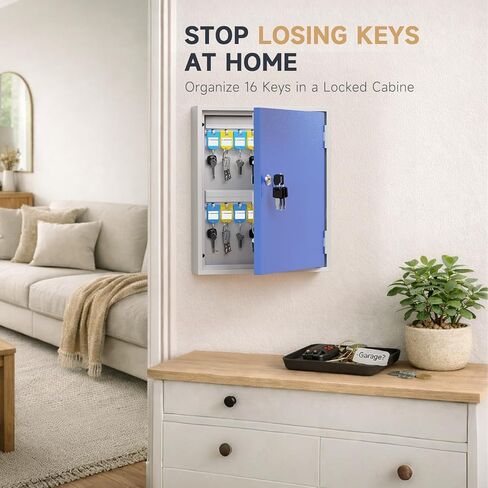 WeHere 40 Key Box Wall Mount, Metal Locking Key Cabinet Organizer with Key Tags Key Safe Security Storage Lockbox Holder for Valets, Hotels, Car and House Keys, Key Keeper Box in Kuwait