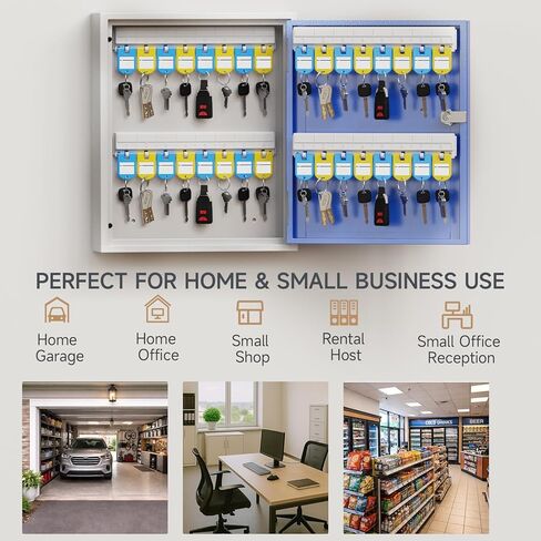 WeHere 40 Key Box Wall Mount, Metal Locking Key Cabinet Organizer with Key Tags Key Safe Security Storage Lockbox Holder for Valets, Hotels, Car and House Keys, Key Keeper Box in Kuwait