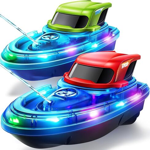 Syma 2 Pack RC Boats for Kids 8-12 ، قارب سباق التحكم عن بُعد للمسبح مع مصابيح LED ، و 40 دقيقة من اللعب in Kuwait