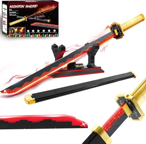 Demon Slayer Swords Building Set, 40in Kamado Tanjiro Sword Building Block with Scabbard and Stand, Anime Sword Toy Building Set Katana Demon Slayer Gift Toys for Ages 8-13, 759 Pcs in Kuwait