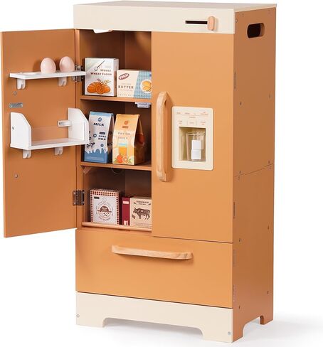 ROBOTIME Wooden Play Kitchen Fridge, Toddler Kitchen Refrigerator, Kids Refrigerator for Play Kitchen, Toy Fridge for Boys and Girls Ages 3+ in Kuwait