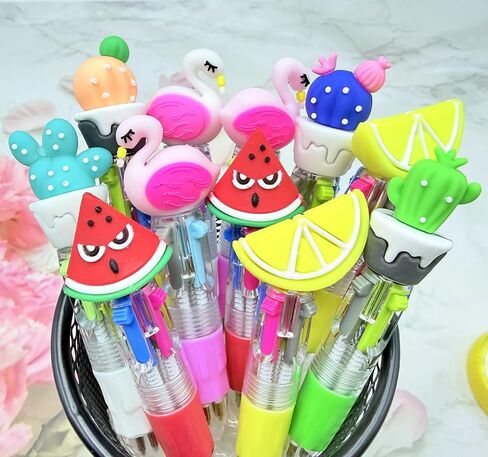 12Pcs Lemon Multicolor Pen in One 4-in-1 - Cute Mini Fruit Pens for Kids - Bulk Fun Assorted Ink Kawaii Ballpoint Pens for Kids Birthday Gift Student Present School Supplies Party favors in Saudi Arabia