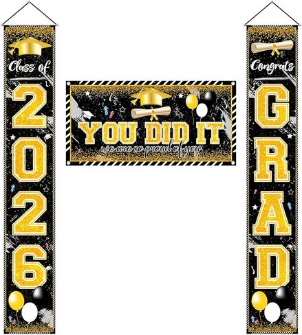 Pink Graduation Decorations Graduation Banner Class of 2025 Congrats Grad Porch Sign Banner and You Did It Graduation Backdrop for High School College Graduation Party Supplies in Kuwait