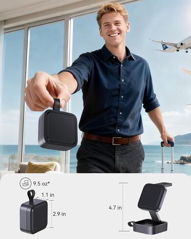 شاحن لاسلكي 3 في 1 لـ MagSafe، قاعدة شحن مغناطيسية قابلة للطي للسفر لأجهزة Apple iPhone 15/14/13/12 Series وAirPods Pro/3/2 وApple Watch/Ultra (5W) - أسود + رمادي in Kuwait