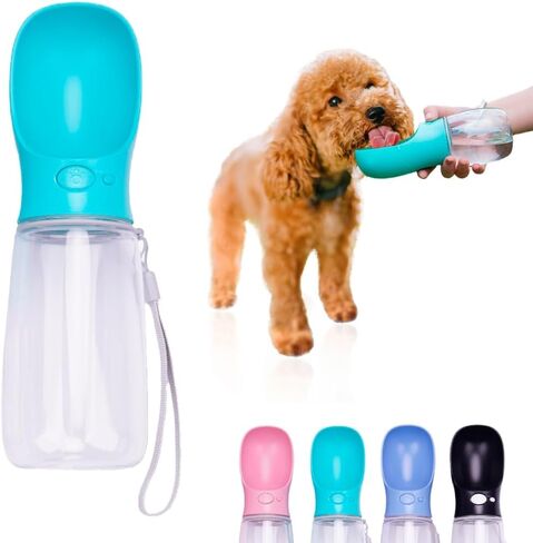 Portable Dog Water Bottle with Bowl – Leak Proof, Lightweight Travel Water Bottle for Dogs. (Black, 350 ml) in Kuwait