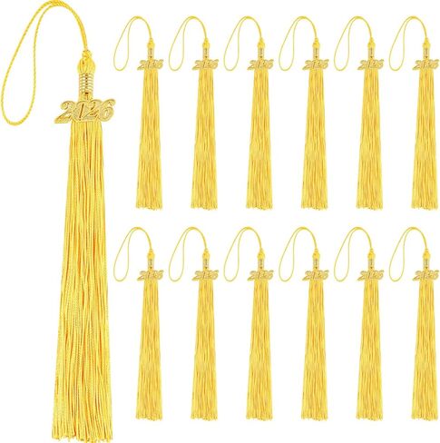 12 قطعة 2025 التخرج الإكسولات الأكاديمية 2025 ملحقات سحر الشرابة الكلاسيكية لـ DIY Craft CAPUTION CAP CAP HORENANT (GOLD) in Kuwait