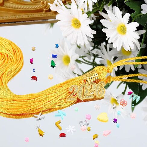 12 قطعة 2025 التخرج الإكسولات الأكاديمية 2025 ملحقات سحر الشرابة الكلاسيكية لـ DIY Craft CAPUTION CAP CAP HORENANT (GOLD) in Kuwait