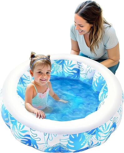 SLOOSH Inflatable Kiddie Pool for Kids, 36"x8.5" Swimming Pool with Soft Pad Floor for Kid & Toddler, Round Blow Up Baby Ball Play Pit Pools for Swim Party, Portable Indoor & Outdoor Water Toys (Pink) in Kuwait