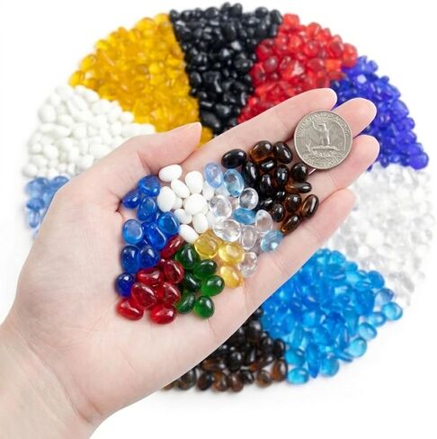 KIJOU Blue Sea Glass Stones - 2lb Polished Pebbles (1/4–3/8 Inch) for Crafts, Aquarium Gravel, Ocean-Themed Decor and Vases in Kuwait