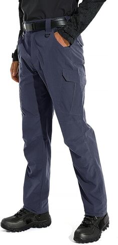 KFUBUO Men's Lightweight Ripstop Tactical Cargo Pants, Water Resistant Hiking Work Pants Relaxed Fit Black in Kuwait