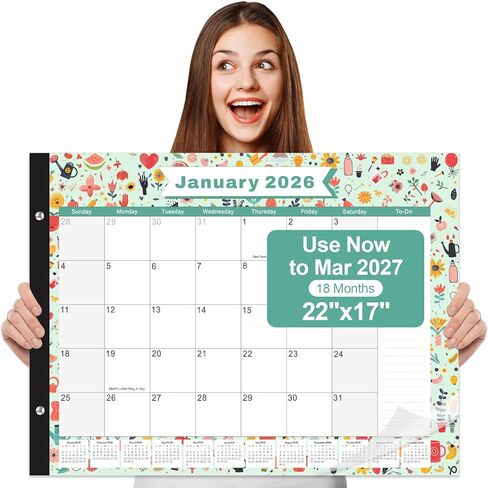 Gannyfer Desk Calendar 2025-2026, Large 22"x17" Monthly Calendar, July 2025 - Dec 2026, 18 Month Yearly Desktop Pad Calendar,Office Supplies Perfect for Home, School or Office(6 Stickers Included) in Saudi Arabia