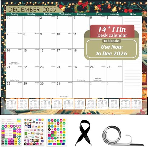 Gannyfer Desk Calendar 2025-2026, Large 22"x17" Monthly Calendar, July 2025 - Dec 2026, 18 Month Yearly Desktop Pad Calendar,Office Supplies Perfect for Home, School or Office(6 Stickers Included) in Saudi Arabia