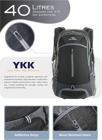 حقائب الظهر المحمول من Falcon 40 L للرجال والنساء ، وعلاج النهار غير الرسمي مع المشي لمسافات طويلة في غلاف المطر ، والرحلات ، وحقيبة السفر in Kuwait