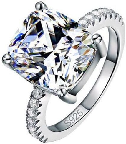 Gixaxak كلاسيكي أربعة الشق الأبيض مكعب زركونيا 4 قيراط الأميرة قطع زركون تشيكوسلوفاكيا الفضة 925 خاتم الخطوبة الزفاف in Kuwait