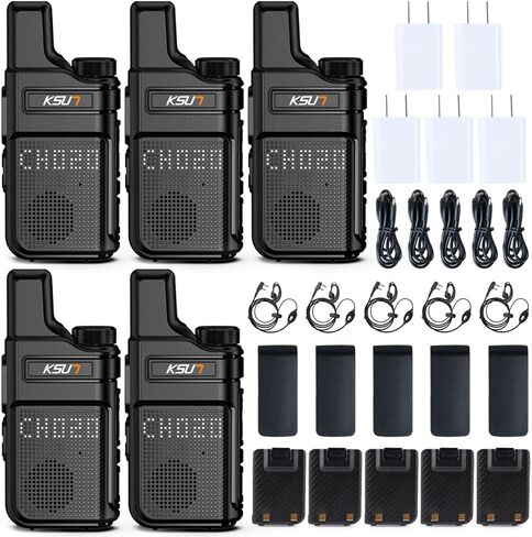 KSUN 4 Pack Walkie Talkies for Adults with Earpiece and Mic 22 FRS Channels Drop-Resistant, Dotted Matrix Display Long Range VOX 4000mAh Battery for Cruise Hiking Camping M6 in Saudi Arabia