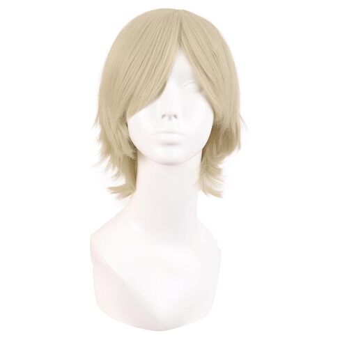 MapofBeauty 12 Inch/30 cm Men Women Short Straight Side Bangs Cosplay Costume Wig (Blonde) in Kuwait