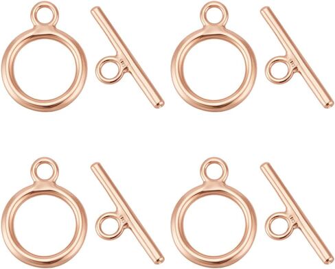 BENECREAT 4 Sets 925 Sterling Silver Round Toggle Clasp T-Bar Closure, 12.5x4x1mm Jewelry Findings Toggle Connectors for Necklace Bracelet and DIY Jewelry Making in Saudi Arabia