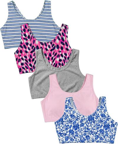 Sexy Basics Women's Cotton Spandex Workout Bra | 4 Way Stretch Pullover Sport Comfort Bra (Multi-Pack) in Kuwait