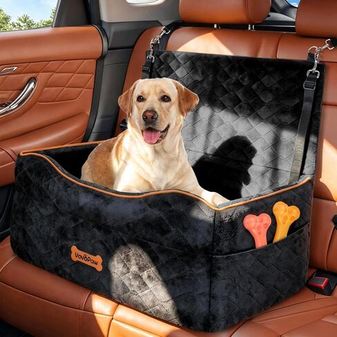 Large Medium Dog Car Seat, Dog Booster Seat Under 60Lbs or 2 Small Dogs Washable, Pet Car Seats with 2 Safety Leash, Dogs Sofa Bed Cushion Add Thick Sponge, Pet Cars Carrier for Travel, Black in Kuwait
