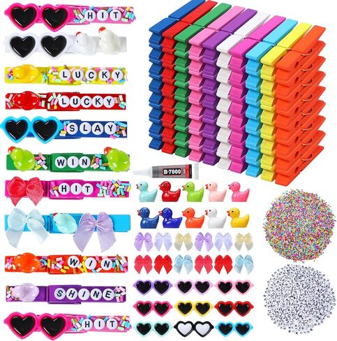 Geelin 80 pcs دبابيس دبابيس الروح مقاطع الزخارف للهتاف الاشياء المشجعين الهدايا على ظهر الظهر مع mini 30 ducks 30 أقواس 20 نظارة 800 حبة ولغز القلم لدامن الملابس المشجع DIY in Kuwait