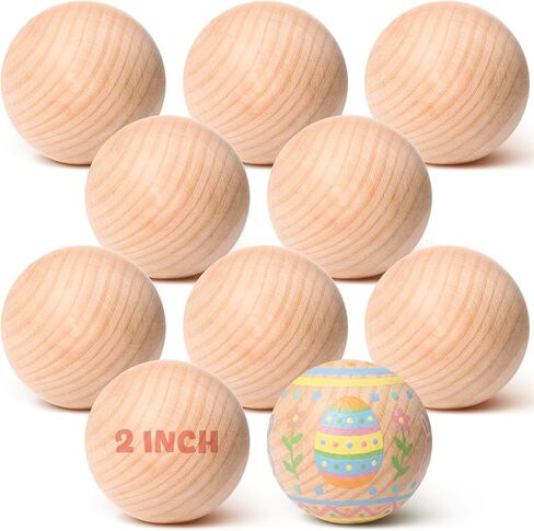 مجموعة من 10 كرات خشبية مستديرة مقاس 3 بوصات من Gerrii، كرات خشبية غير مكتملة، كرات خشبية مستديرة طبيعية، كرات البتولا الناعمة للحرف اليدوية والمشروعات اليدوية in Kuwait