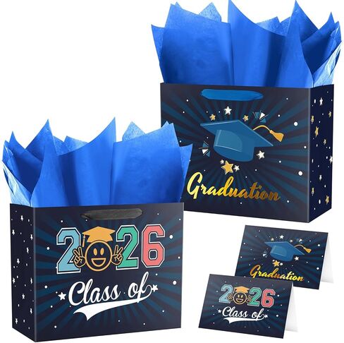 Lyforpyton 2 Pack Carge Treguation Gift With Paper 12.6 "Navy Blue Gift Facs للتخرج in Kuwait