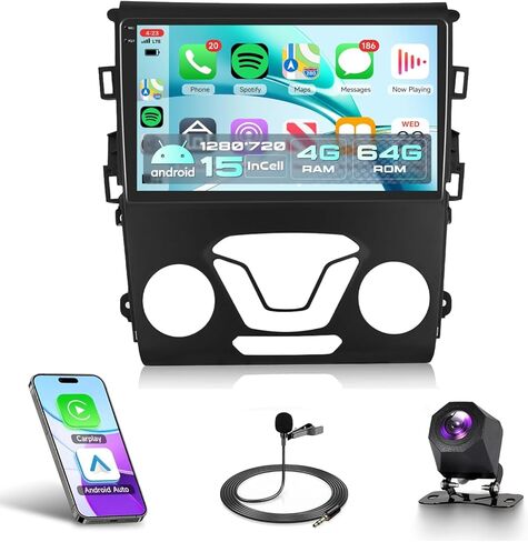 2G+64G Android 13 Car Stereo Radio Wireless Carplay for Ford Fusion Mondeo 2013-2019, Rimoody 9 Inch Touchscreen Support Android Auto Mirror Link Bluetooth FM/RDS EQ GPS WiFi SWC Backup Camera in Saudi Arabia