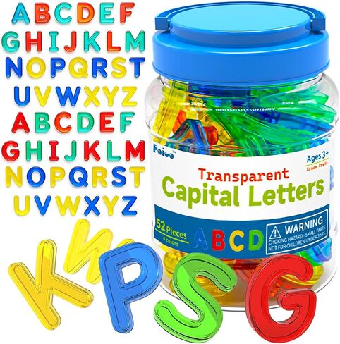 Transparent Capital Letters for Light Table, 52 Pieces, 4 Colors, Educational Alphabet Set, Ages 3+ in Kuwait