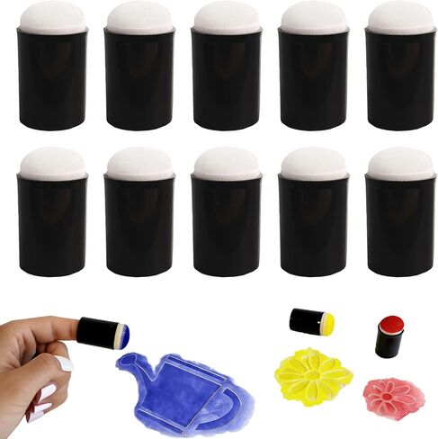 10 Pcs Finger Sponge Daubers, Craft Finger Sponge Applicator for Ink Chalk Stamping Stenciling Painting Crafting Card Making (Black) in Kuwait