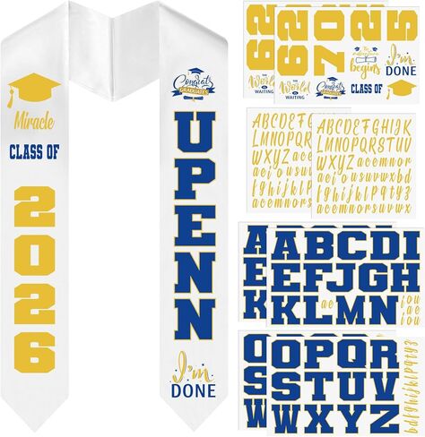 Glenmal 8 Sheets Large Class of 2025 Iron on Patches A to Z Vinyl Letter Number Stickers DIY Crafts Gifts Accessories Decorations for Graduation Stole T-Shirt Backpack Clothing Jacket Backpack Hat in Kuwait