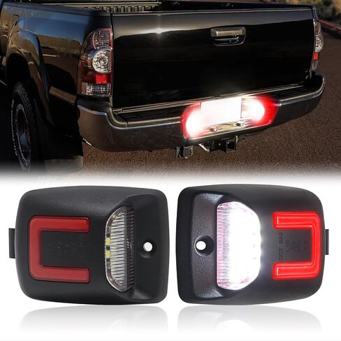 LED license Plate Light Lamp Compatible with Tacoma 2005-2015, For Tundra 2000-2013, 2PCS License Plate Tail Light Smoked Lens, White Lights in Kuwait