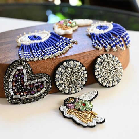 DIY 3pc/lot Luxury Handmade Crafts Rhinestone Patches Beaded Embroidery Animal Fish Patches for Clothes Applique parches Crafts Badges in Saudi Arabia