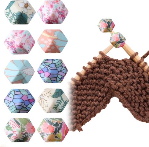 10pcs Knitting Needle Stoppers, Hexagon Stitch Stoppers Silicone Knitting Needle End Caps Cute Floral Print Knitting Needle Point Protectors (5 Colors) in Kuwait