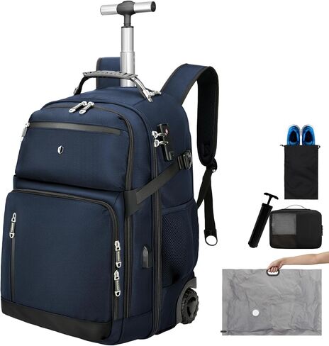Vacuum Rolling Backpack,50L Roller Travel Laptop Backpack with Anti-Theft,rolling backpack for travel,Water-Resistant Carry-On Luggage,Business and Commuting (A) in Kuwait