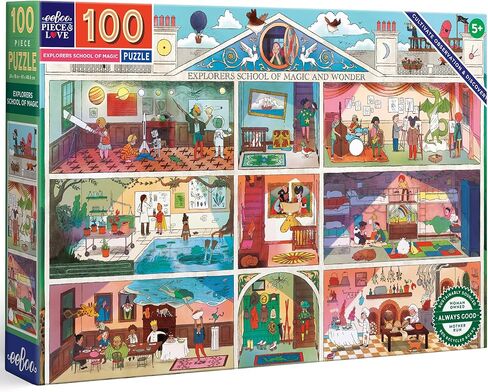 eeBoo: Tree of Wildlife - 100 Piece Puzzle - 27 x 18 Colorful Nature & Animal Jigsaw, Sturdy Dustless Pieces, Informational Poster, Kids Ages 5+ in Saudi Arabia