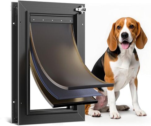 All Aluminum Cat Door Interior Door Black 3 Flaps, For Exterior door Small Cat Dog Doggy Doggie Door, Heavy Duty Pet Door, Insulation Flap, Telescoping Tunnel, Sliding Closing Panel (Pets Up to 22lbs) in Kuwait