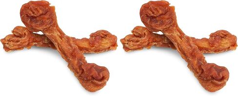 Turkey Jerky Dog Treats, High Protein Turkey Breast Chews, Natural Healthy Dog Bones, Long-Lasting Bone Treats for Large Dogs, Low Cholesterol Snacks w/Beef Tendon (13g/Stick, 6 Sticks) in Saudi Arabia