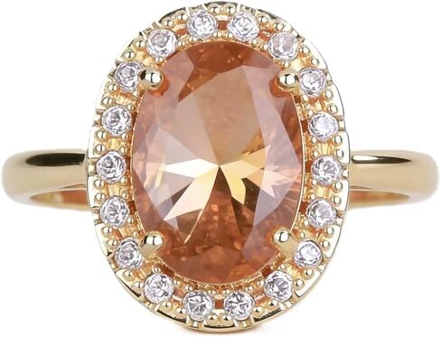 Wangyusheng Champagne Oval & Whiteround على شكل تشيك تريسيان المجوهرات مجوهرات البيان الحزب الكوكتيلات حلقة الحجم 6-10 (رمز الولايات المتحدة 7) in Kuwait