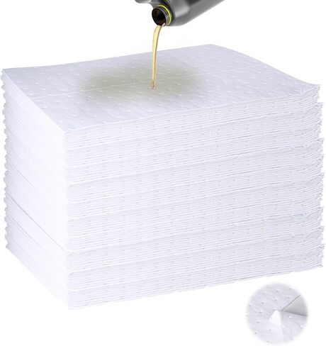 50PC Oil Absorbent Pads | 13"x10" Meltblown Polypropylene Mats, Hand-Tear Lines for Automotive & Workshop | Vacuum Eco-Packaging, Reusable Spill Control in Kuwait