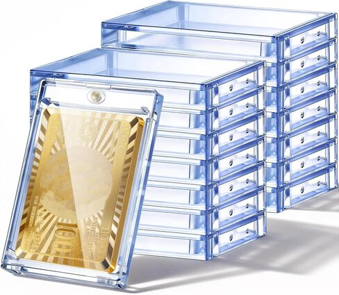 SATINIOR 40 Pcs 130 Pt Acrylic Magnetic Card Holders 2.5 x 3.54 Inch One Touch tag Holder Clear Protectors Hard Plastic Magnetic Case for Sports Baseball card Trading Storing Displaying in Saudi Arabia