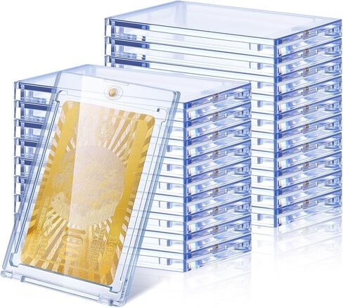 SATINIOR 40 Pcs 130 Pt Acrylic Magnetic Card Holders 2.5 x 3.54 Inch One Touch tag Holder Clear Protectors Hard Plastic Magnetic Case for Sports Baseball card Trading Storing Displaying in Saudi Arabia