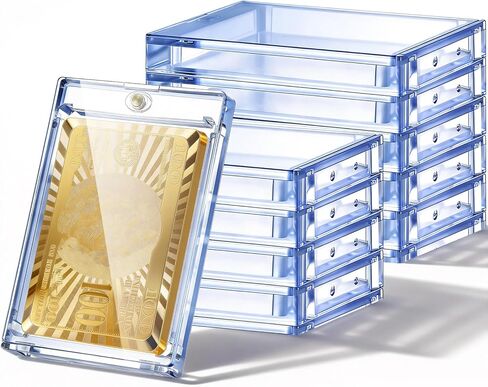 SATINIOR 40 Pcs 130 Pt Acrylic Magnetic Card Holders 2.5 x 3.54 Inch One Touch tag Holder Clear Protectors Hard Plastic Magnetic Case for Sports Baseball card Trading Storing Displaying in Saudi Arabia