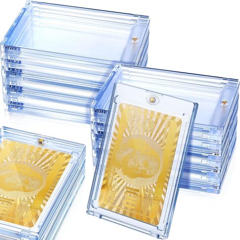 SATINIOR 40 Pcs 130 Pt Acrylic Magnetic Card Holders 2.5 x 3.54 Inch One Touch tag Holder Clear Protectors Hard Plastic Magnetic Case for Sports Baseball card Trading Storing Displaying in Saudi Arabia