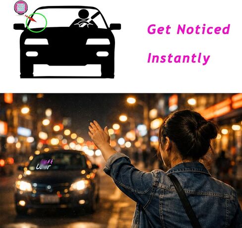 Pink Light Sign for Car Windshield with 2 Suction Cups, Type-C Switch Cable in Kuwait