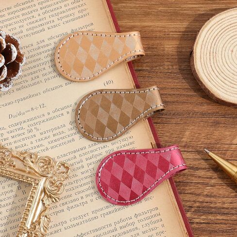 2PCS Vintage Magnetic Leather Bookmark, Leather Magnetic Bookmarks for Women, Magnetic PU Bookmarks Clip Book Accessories in Kuwait