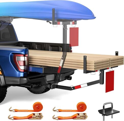 JY PERFORMANCE Truck Bed Extender, Pickup Truck Bed Extender Hitch Mount, 2 in 1 Design Foldable 800lbs Capacity Truck Bed Extension for Kayak Canoe Ladder Lumber in Kuwait