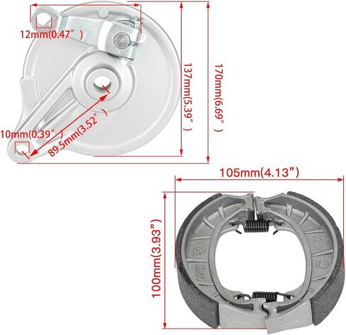YOXUFA Mini Bike Brake Assembly with Drum Brake Cover Shoes Assembly Replacement for Baja Warrior Heat Massimo MB165 MB200 196cc 200cc 6.5hp Motorsports Mini Bike Accessories Parts in Kuwait