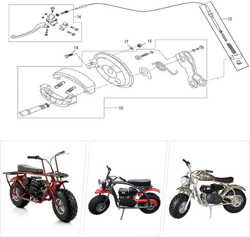 YOXUFA Mini Bike Brake Assembly with Drum Brake Cover Shoes Assembly Replacement for Baja Warrior Heat Massimo MB165 MB200 196cc 200cc 6.5hp Motorsports Mini Bike Accessories Parts in Kuwait